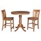 International Concepts Round 36 in Rd Extension Dining Table, 2 San Remo Stools, Distressed Oak, 36 in W, 48 in L, Wood K42-36RXT-6B-S102-2 - alternate 1